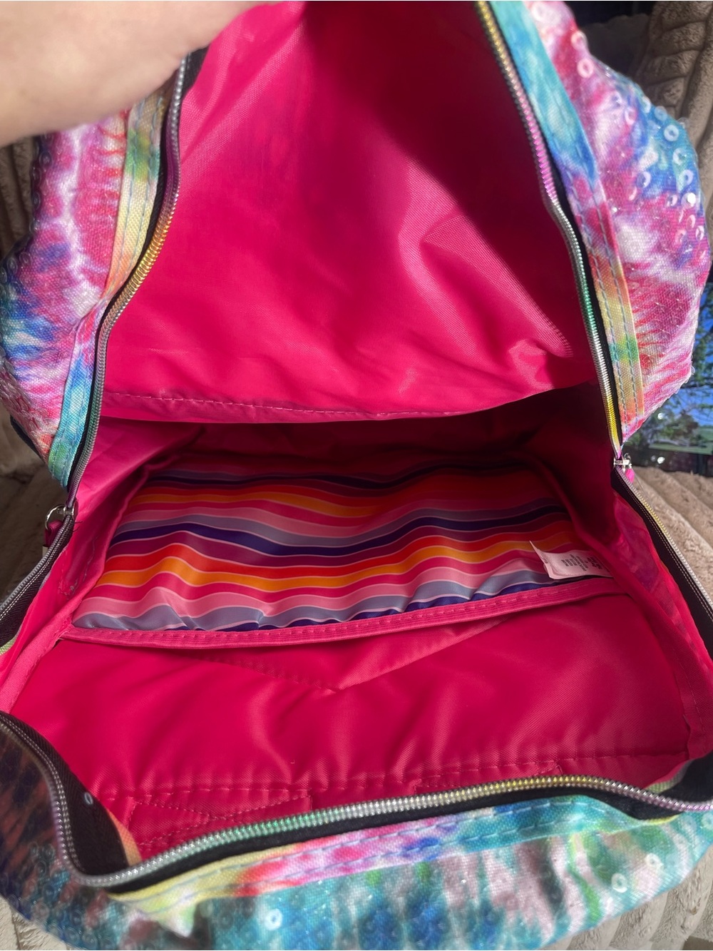 Wonder Nation Rainbow Sequin Tie-Dye Backpack with Pink Accents New With Tags - Picture 10 of 10
